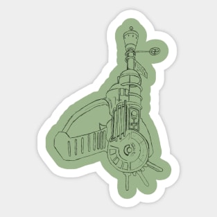 Zombie Ray Gun Blueprint on Leaf Green Sticker